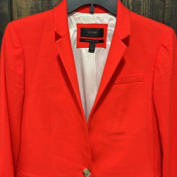 J. Crew Regent Blazer Orange Red 4 Wool Contemporary Office Professional - Picture 6 of 15